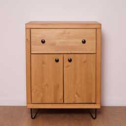 Handcrafted Pine Bathroom Vanity Unit - Hairpin Legs, Natural Oak Finish Washstand - thumbnail 2