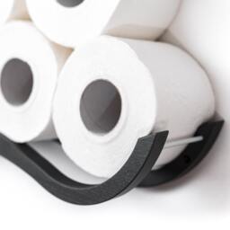 Wall Mount Toilet Paper Holder, Wood Tp Floating Storage Shelf For Multiple Rolls Tissue, Hanging Wooden Restroom Loo Roll Rack Wave Grey - thumbnail 4