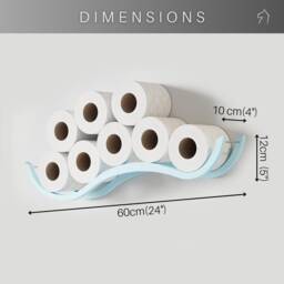 Wall Mount Toilet Paper Holder, Wood Tp Floating Storage Shelf For Multiple Rolls Tissue, Hanging Wooden Restroom Loo Roll Rack Wave Grey - thumbnail 3