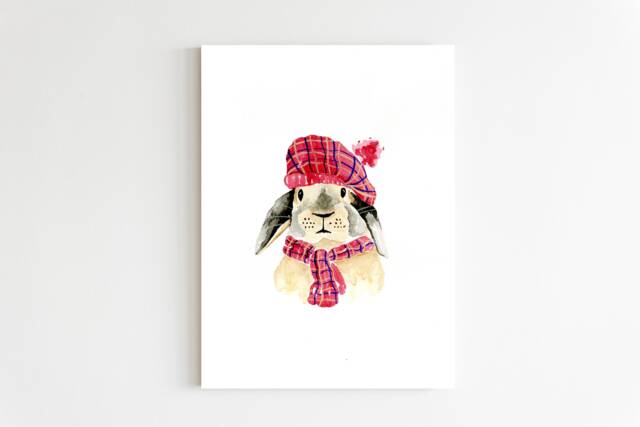 Bunny Rabbit - Watercolour Print A4 Or A5 Unframed Woodland Animals - image 1