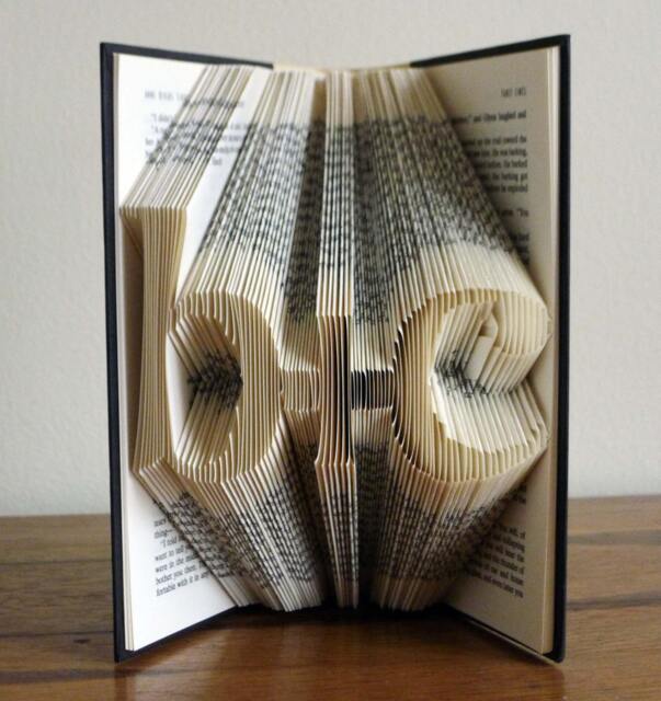 "Boyfriend - Book Art First Paper Anniversary Monogrammed Girlfriend Two Initials With ""Plus" - image 1