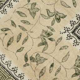 Green Hand Block Printed Cotton Rug, Washable Dhurrie - thumbnail 2