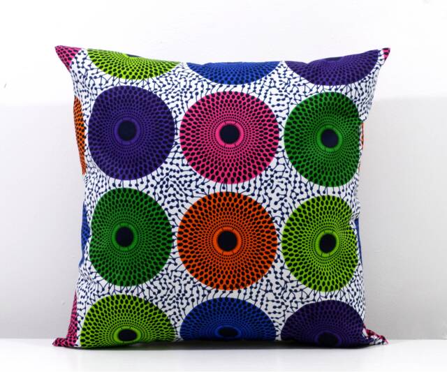 African Print Cushion Cover, Colorful Ankara Pillow, Home Decor - 44cm - image 1