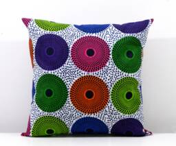 African Print Cushion Cover, Colorful Ankara Pillow, Home Decor - 44cm - thumbnail 1