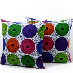 African Print Cushion Cover, Colorful Ankara Pillow, Home Decor - 44cm - thumbnail 2