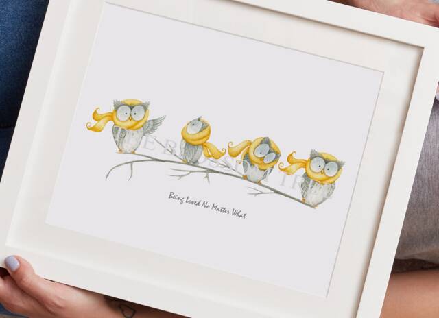 Personalised Owl Print, New Home Gift, Family Our Print - Owls Gift - image 1