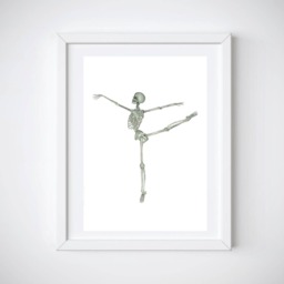 Ballerina Skeleton Painting Print Anatomy Of Dance, Ballet Dancer Wall Art, Arabesque Decor - thumbnail 1