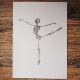 Ballerina Skeleton Painting Print Anatomy Of Dance, Ballet Dancer Wall Art, Arabesque Decor - thumbnail 3