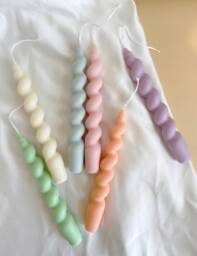 Spiral Twist Soy Wax Candle Pastel Dinner Table Decor