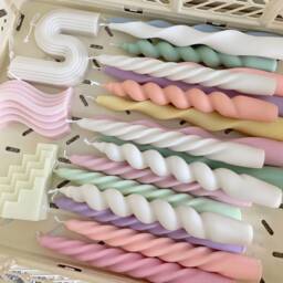 Spiral Twist Soy Wax Candle Pastel Dinner Table Decor - thumbnail 3