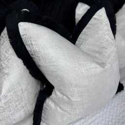 Elegant Fringed Pillow Cover Luxurious Amelie Cushion Cover For Sofa, Bed - White With Silver & Black Trim - thumbnail 3