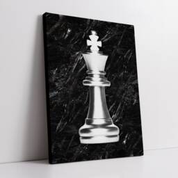 King Chess Piece Silver Board Game Fun Unique Marble Style, Framed Canvas Wall Art Poster Print, Home Office & Room Decor, Gift Idea - thumbnail 3