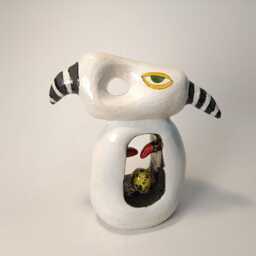 Handmade Ceramic Sculpture Miro Inspired Art Bust Statue. Sculpture Installation. Crafts Sculpture Decor. Chamotte Clay Art - thumbnail 3