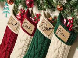 2026 Engraved Leather Patch Stockings, Christmas Stockings With Name, Dog Bone Christmas Stockings, Knit Stocking, Family Stocking, Holiday Decor