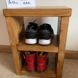 Small Shoebench Shoe Bench Rack Rustic Solid Wood Handmade Oak Pine Walnut Hallway Storage - thumbnail 2