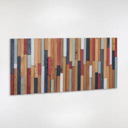 Wood Slat Wall Sculpture - Handcrafted Geometric Art Mid Century Modern - thumbnail 3