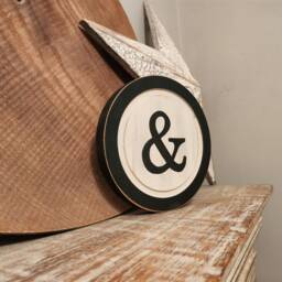 Rustic Monogram Sign 15cm Round Distressed Typewriter Font - thumbnail 2
