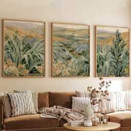Green Grass Valley Poster Set, Botanical Wall Art, Landscape Prints - thumbnail 4