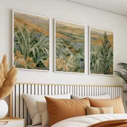 Green Grass Valley Poster Set, Botanical Wall Art, Landscape Prints - thumbnail 3