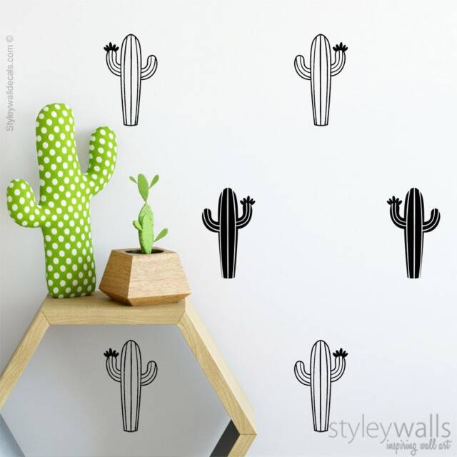 Cactus Wall Decal, Decor, Modern Geometric Tribal Cacti Nursery Kids Room, Living Room Home Decor - image 1