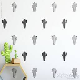 Cactus Wall Decal, Decor, Modern Geometric Tribal Cacti Nursery Kids Room, Living Room Home Decor - thumbnail 2