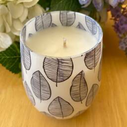 Feather Design Soy Wax Candle Renee Glass Jar, Highly Fragranced - thumbnail 2