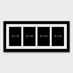 Multi Photo Picture Frame - 4 Apertures 8x12 Photos 33mm Black Wood - thumbnail 1