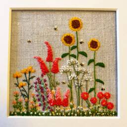 Embroidered Cottage Garden Print By Karen Dziuba Framed Wall Art - thumbnail 3