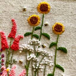 Embroidered Cottage Garden Print By Karen Dziuba Framed Wall Art - thumbnail 2