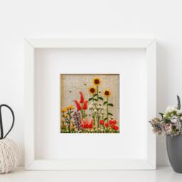 Embroidered Cottage Garden Print By Karen Dziuba Framed Wall Art - thumbnail 1