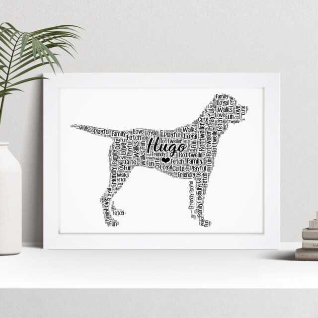 Personalised Rotweiler Word Art Print, Custom Wall Framed Picture Gift Nl - image 1
