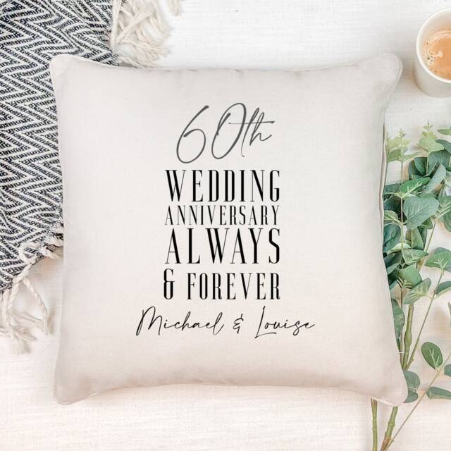 Personalised 60Th Wedding Anniversary Cushion Gift