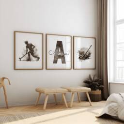 Kids Field Hockey Print Set - 3 Custom Posters - Boys Bedroom Decor Personalised Poster Room Artwork Sport Gifts - thumbnail 3