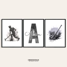 Kids Field Hockey Print Set - 3 Custom Posters - Boys Bedroom Decor Personalised Poster Room Artwork Sport Gifts - thumbnail 1