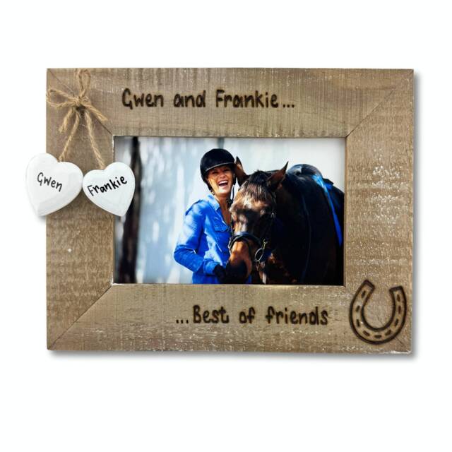 Horse & Rider Photo Frame - Gift Friendship Quotes Personalised Driftwood 6x4 - image 1