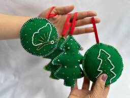 Handmade Beading Embroidery Christmas Ornaments Set Of 4 - thumbnail 1