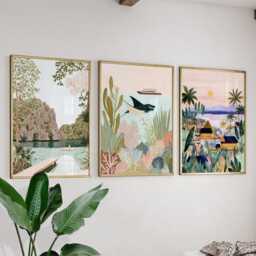 Palawan Philippines Poster Set Of 3, Vintage Travel Illustration Wall Art, Tropical Landscape Prints, Retro Style - thumbnail 3