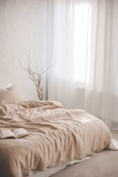 Sand Linen Duvet Cover With Coconut Buttons, Handmade Natural Quilt Cover, Breathable Bedding, King, Queen, Double Cover