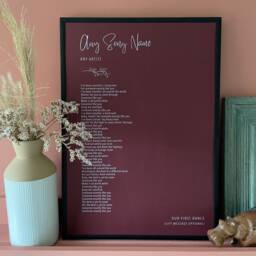 Personalised Song Lyrics Print - Custom Lyric Wall Art First Dance Gift Wedding Anniversary Keepsake For Couples - thumbnail 1