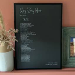 Personalised Song Lyrics Print - Custom Lyric Wall Art First Dance Gift Wedding Anniversary Keepsake For Couples - thumbnail 2
