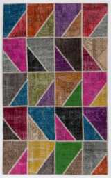Multicolor Handmade Turkish Patchwork Rug - thumbnail 1