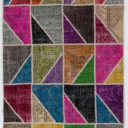 Multicolor Handmade Turkish Patchwork Rug - thumbnail 2