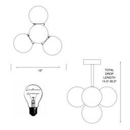 Vega Modern 4 Light 6In. Globe Mid Century Chandelier - thumbnail 4