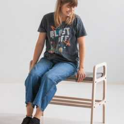 Mid-Century Entryway Bench, Shoe Storage, Teak Shoe Narrow Small Scandinavian Bench - thumbnail 2