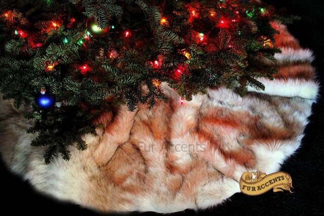 Classic Faux Fur Christmas Tree Skirt - Shaggy Shag Sheepskin Round Creamy Off White With Black Or Brown Tips By Accents Usa - image 1