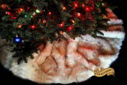 Classic Faux Fur Christmas Tree Skirt - Shaggy Shag Sheepskin Round Creamy Off White With Black Or Brown Tips By Accents Usa