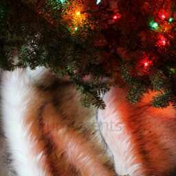 Classic Faux Fur Christmas Tree Skirt - Shaggy Shag Sheepskin Round Creamy Off White With Black Or Brown Tips By Accents Usa - thumbnail 3