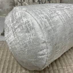 "Amelie Cushion 100% Duck Feather White Silver Shimmer Bolster 16"" X 6" - thumbnail 2