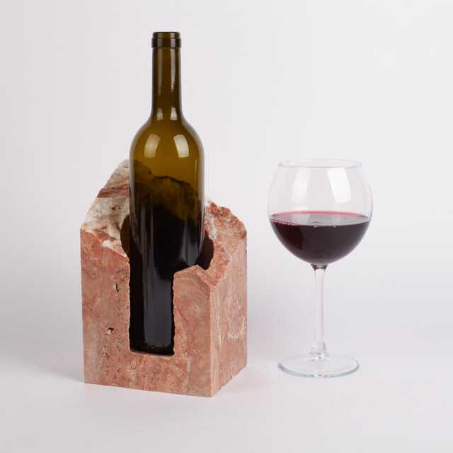Handmade Pink Travertine Wine Bottle Holder Unique Rack - image 1