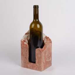 Handmade Pink Travertine Wine Bottle Holder Unique Rack - thumbnail 3